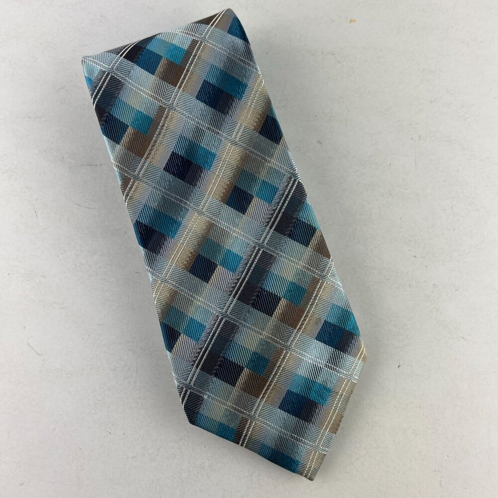 StateMents Blue Aqua Geometric Necktie Tie